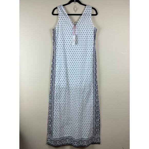 Vineyard Vines Fan Border Print Maxi Dress S Beach Resort Coastal Summer Bandana - Picture 7 of 11